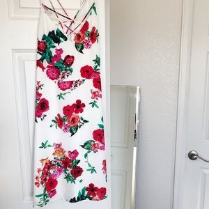 Floral Print White Summer Dress - Express
